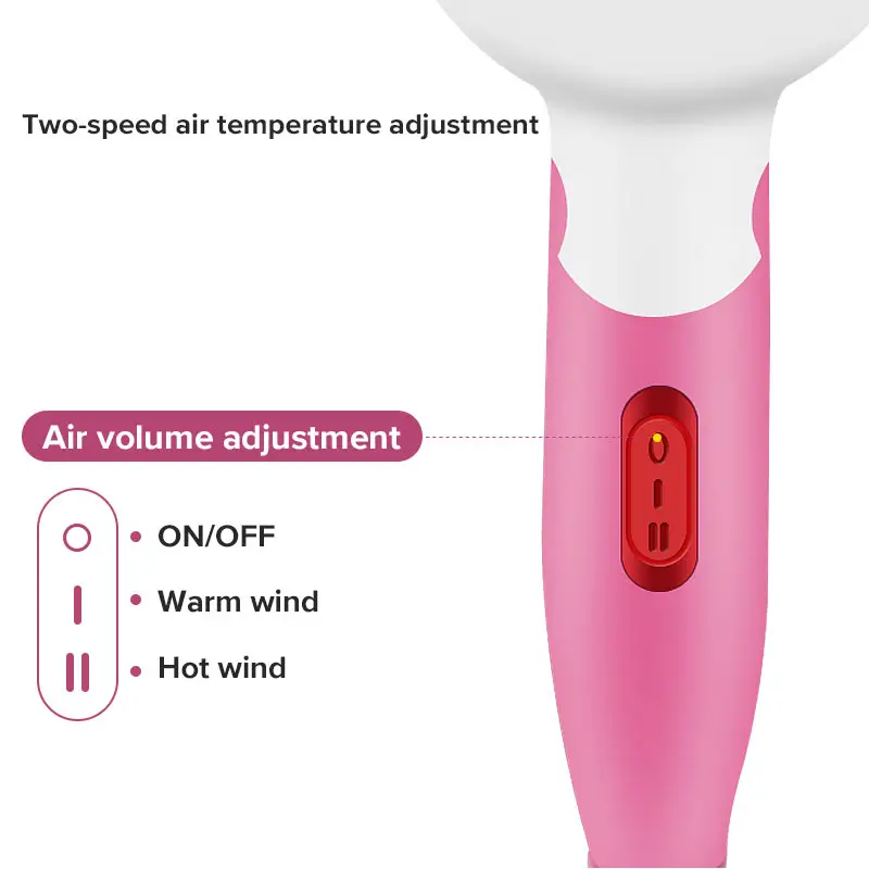 Professional Hot Air Negative Ion Hair Care Quick Drying Concentrated Air Nozzle Folding Hair Dryer For Home