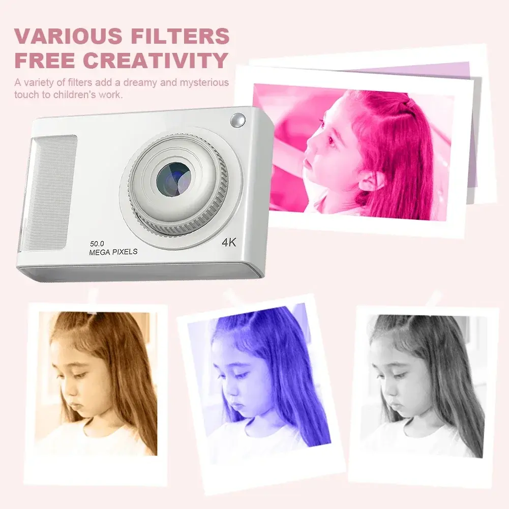 CCD Camera HD 1080P 48MP Dual Lens Kids Digital Camera Anti Shake Compact Small Camera Support 32GB Card Birthday Gifts for Kids