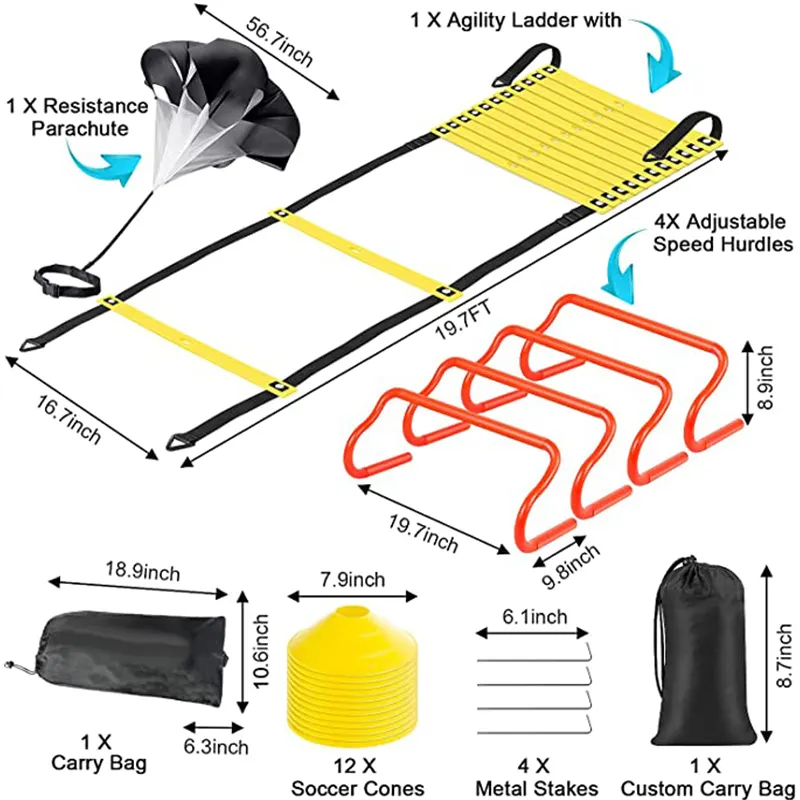 Football Soccer Sport Speed Agility Ladder Training Equipment Agility Training Set With 20 Feet Agility ladder set