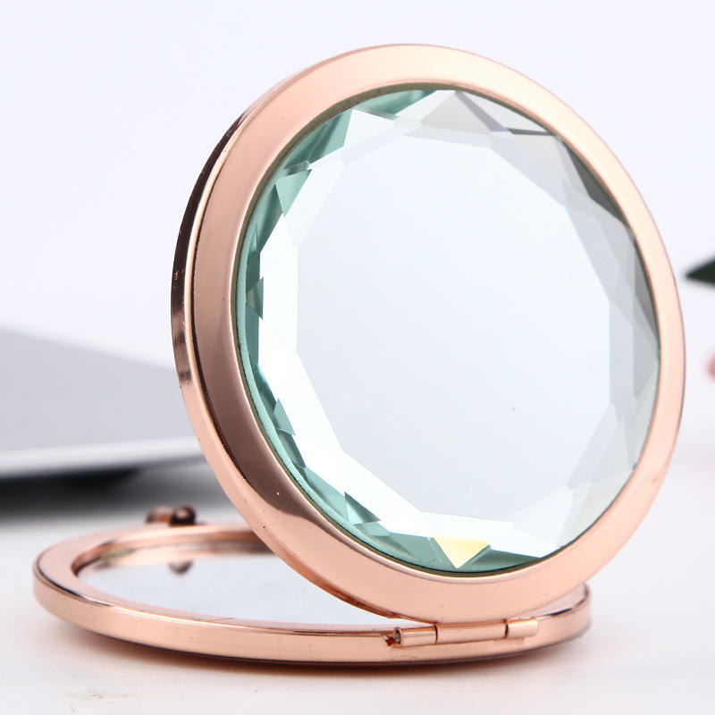 Push button silver /gold color compact mirror sublimation pocket mirror