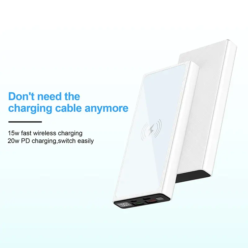 Portable Charger Battery Rosh Slim PD Powerbank 10000mah 22.5W OEM Led display Custom Fast Charging Wireless Power Bank 20000mah