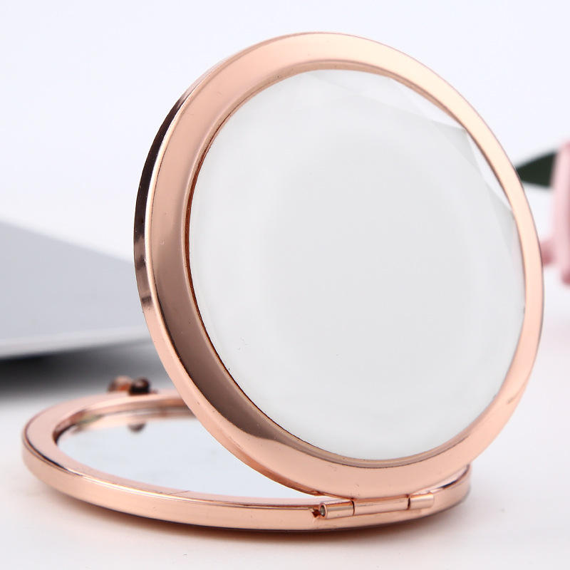 Push button silver /gold color compact mirror sublimation pocket mirror