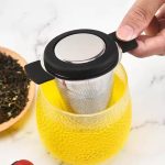 Stainless Steel Portable Silver Tea Infuser Tea Filter With Lid Coaster For Brewing Loose Leaf Tea