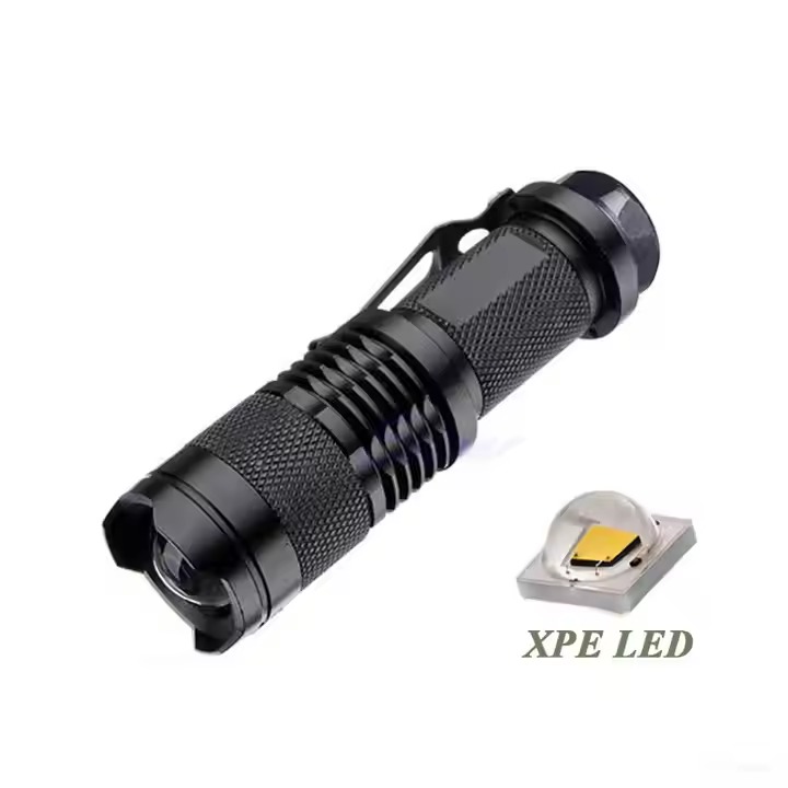 Mini LED Zoom Flashlight Pocket Pussy Tactical Torch with Clip