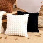 Fluffy Pillow Cases Soft Solid Plaid Pillow Cover Throw Pillows