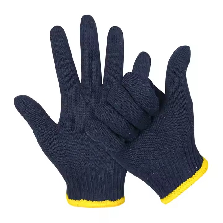 Glove Black/Blue Cotton Knitted Working Guante Safety Work Gloves