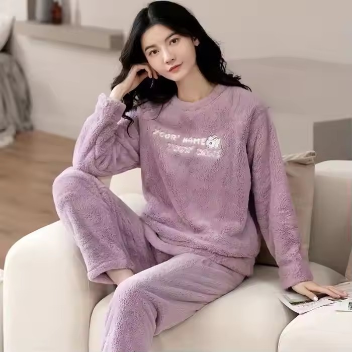 Fall winter Sleep Wear Thermal Nightwear Home Clothes Pyjama flannel Women home wear