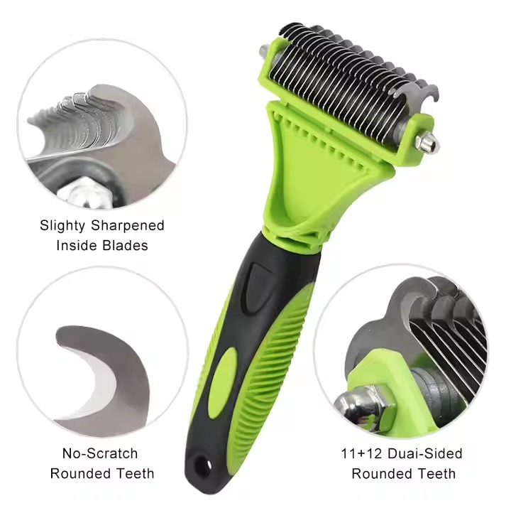 Pet Hair Grooming Undercoat Rake Dematting Tool And Stainless Steel Dog Comb