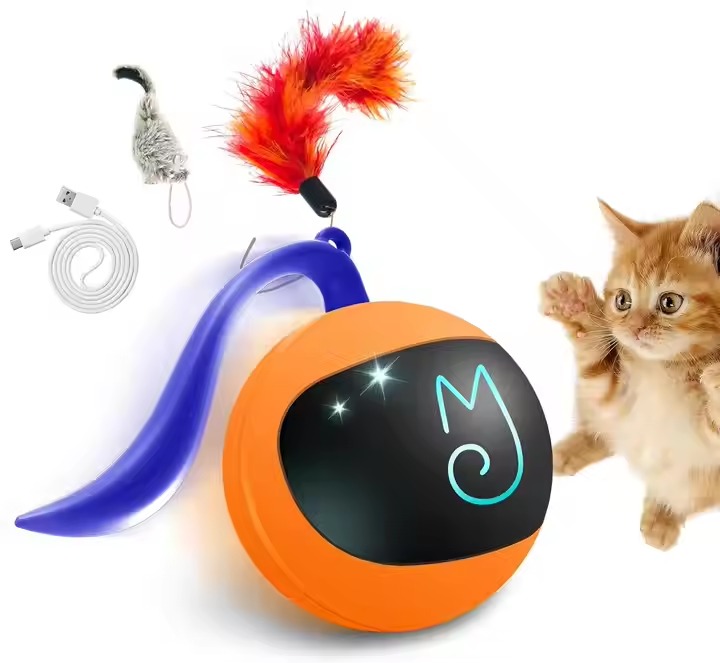 Smart Rechargeable LED Self-Rotating Ball Toy Colorful Interactive Electronic Cat Accessory