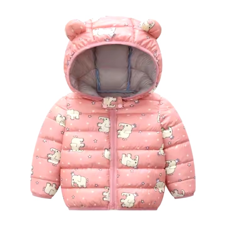 Cotton Padded Children's Clothing Hooded Zip Lightweight Baby Coat Outwear