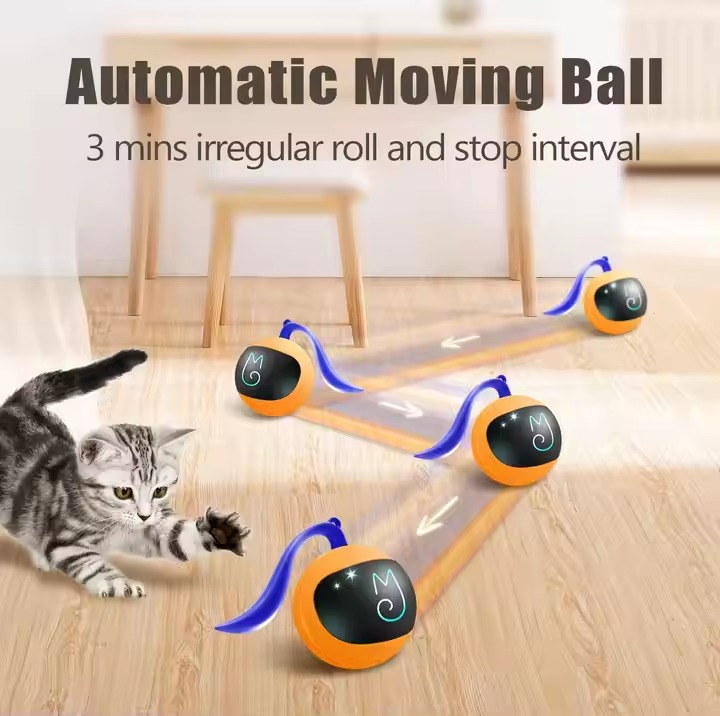 Smart Rechargeable LED Self-Rotating Ball Toy Colorful Interactive Electronic Cat Accessory