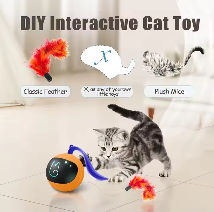 Smart Rechargeable LED Self-Rotating Ball Toy Colorful Interactive Electronic Cat Accessory