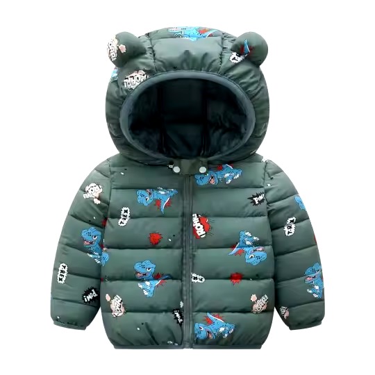 Cotton Padded Children's Clothing Hooded Zip Lightweight Baby Coat Outwear