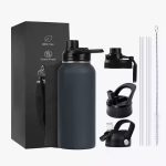 Double Wall Vacuum Insulated Metal Flask Wide Mouth Gym Sports Drinking Water Bottle