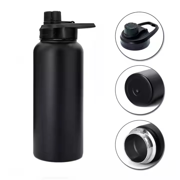 Double Wall Vacuum Insulated Metal Flask Wide Mouth Gym Sports Drinking Water Bottle