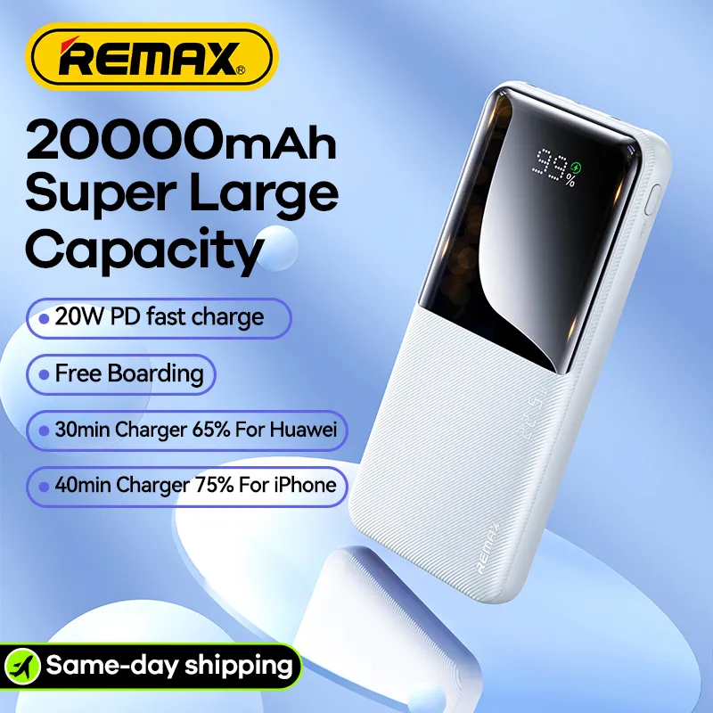 Remax New Product RPP-622 PD 20W Led Digital Display Power Banks Portable Fast Charging 20000Mah Mobile Charger Power Bank