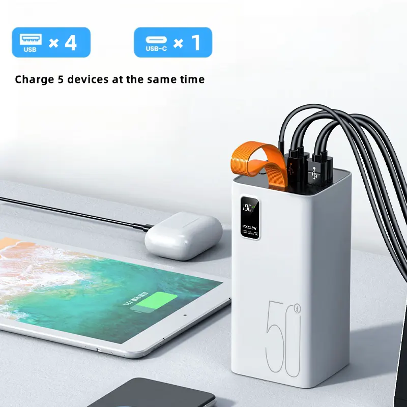 Portable Large Capacity 30000mah powerbank fast charge PD 22.5w 4 usb Type C output battery power bank 30000mah for PC & Mobile phone