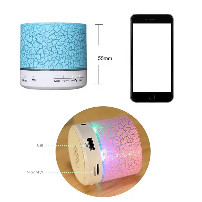 A9 Mini Portable mobile phone wireless Speaker with Colorful LED Light