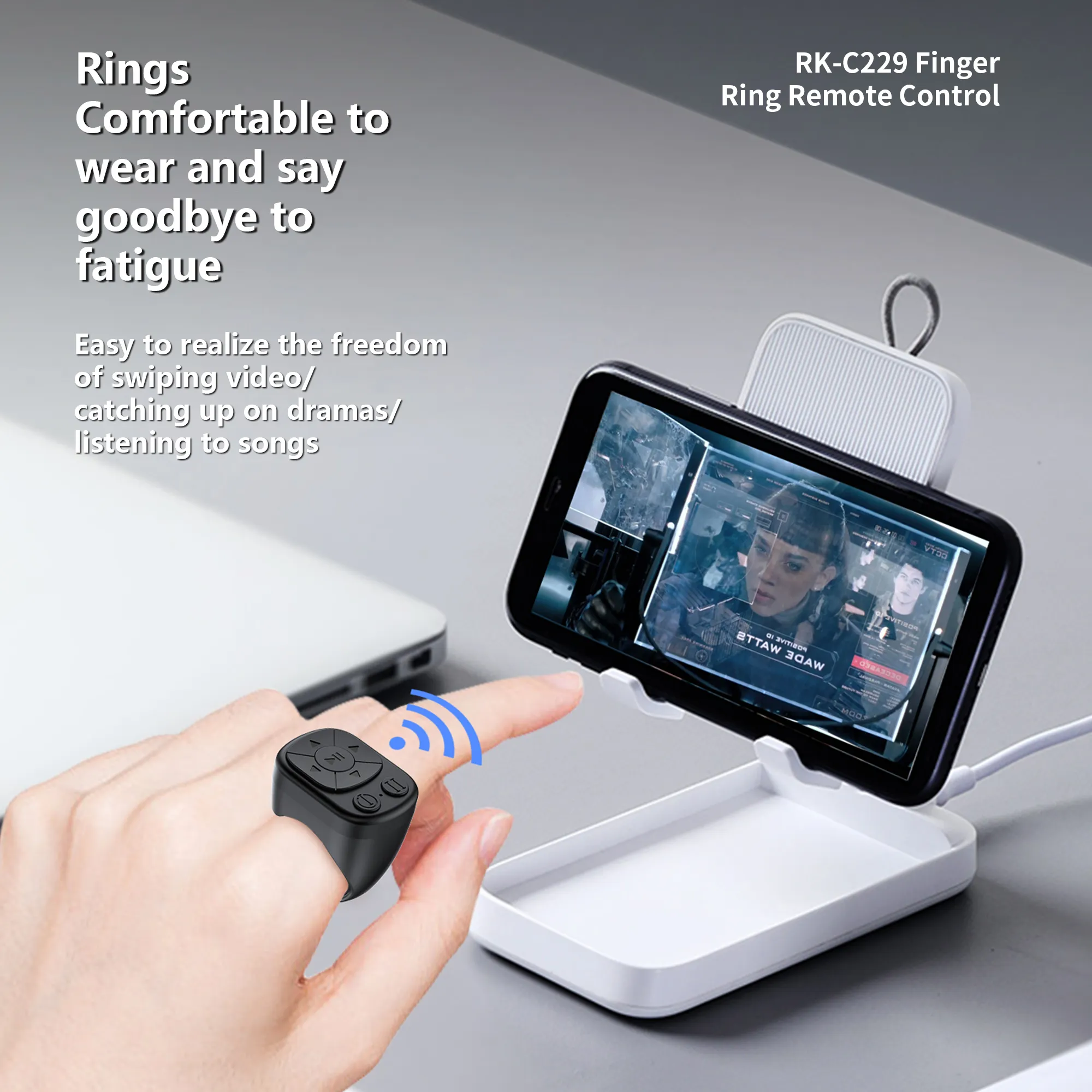 High Quality Remote Control Scroll Ring Page Turner Fingertip Video Controller Wireless Smart Ring for Phone