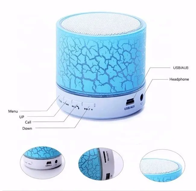 A9 Mini Portable mobile phone wireless Speaker with Colorful LED Light