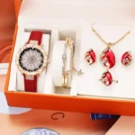 Watch Set Colorful Drop Pendants Earrings Bangle Jewelry Set for Women