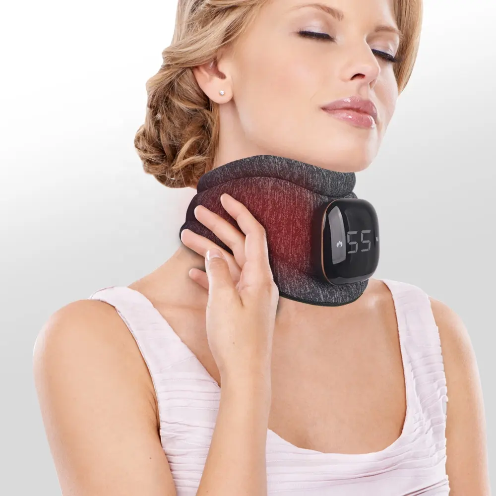 Neck and Back Massager with Heat Electric Rechargeable Cordless Cushion Soft 3D Kneading Beads for Pain Relief