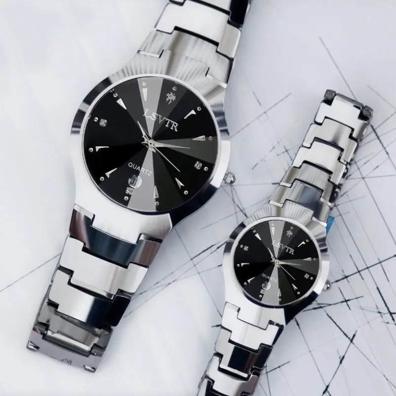 OEM ODM Hot Selling LSVTR Waterproof Couple watch Love Women and Titan Calendar Men Unisex Ladies Stainless Steel Quartz Watch