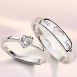 Couple ring men women hollow heart ring ove gift zircon stone copper open pair ring