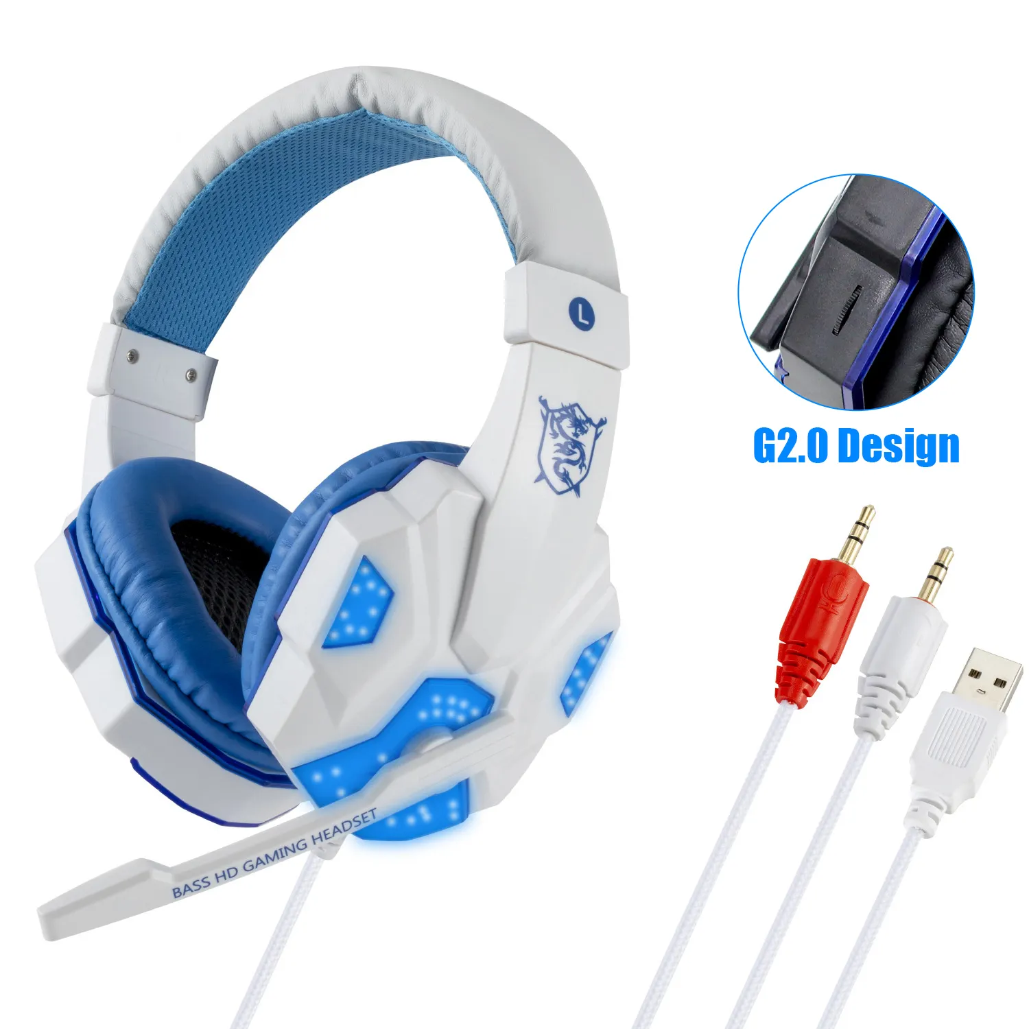 PC780 Gaming Headset Earphone Wired Gamer Headphone Stereo Sound Headsets with Mic LED light for Computer PC Gamer