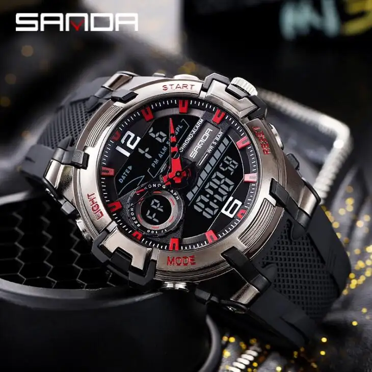 Sanda 6015 Digital watch Parameter Japan original Movement Original battery Fashion Unique Men Wrist Watch Jam Tangan