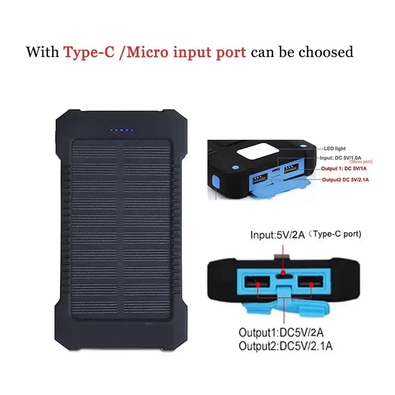 Fast Charging Dual Port Solar Power Bank  20000mAh Hot Sale Emergency Polymer Battery Smart Phone Display Features