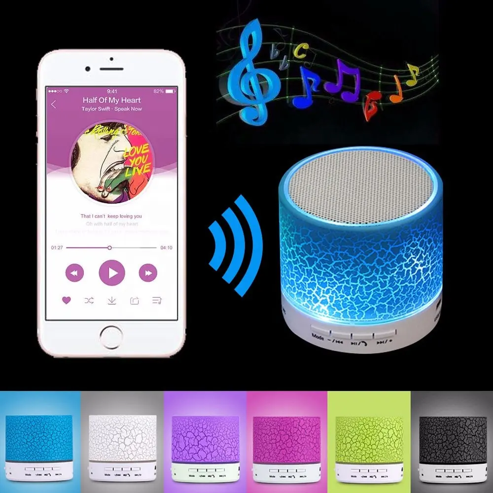 A9 Mini Portable mobile phone wireless Speaker with Colorful LED Light