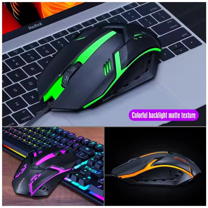 Wired Glowing cool Keyboard Mouse Combos pudding keycaps clavier gamer